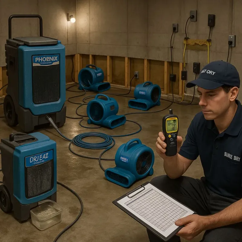 Structural Drying and Dehumidification process in Springville, NY